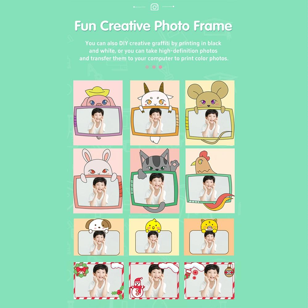 720P Hd Reversible Mini Digital Camera For Children - Cartoon Print - Pink