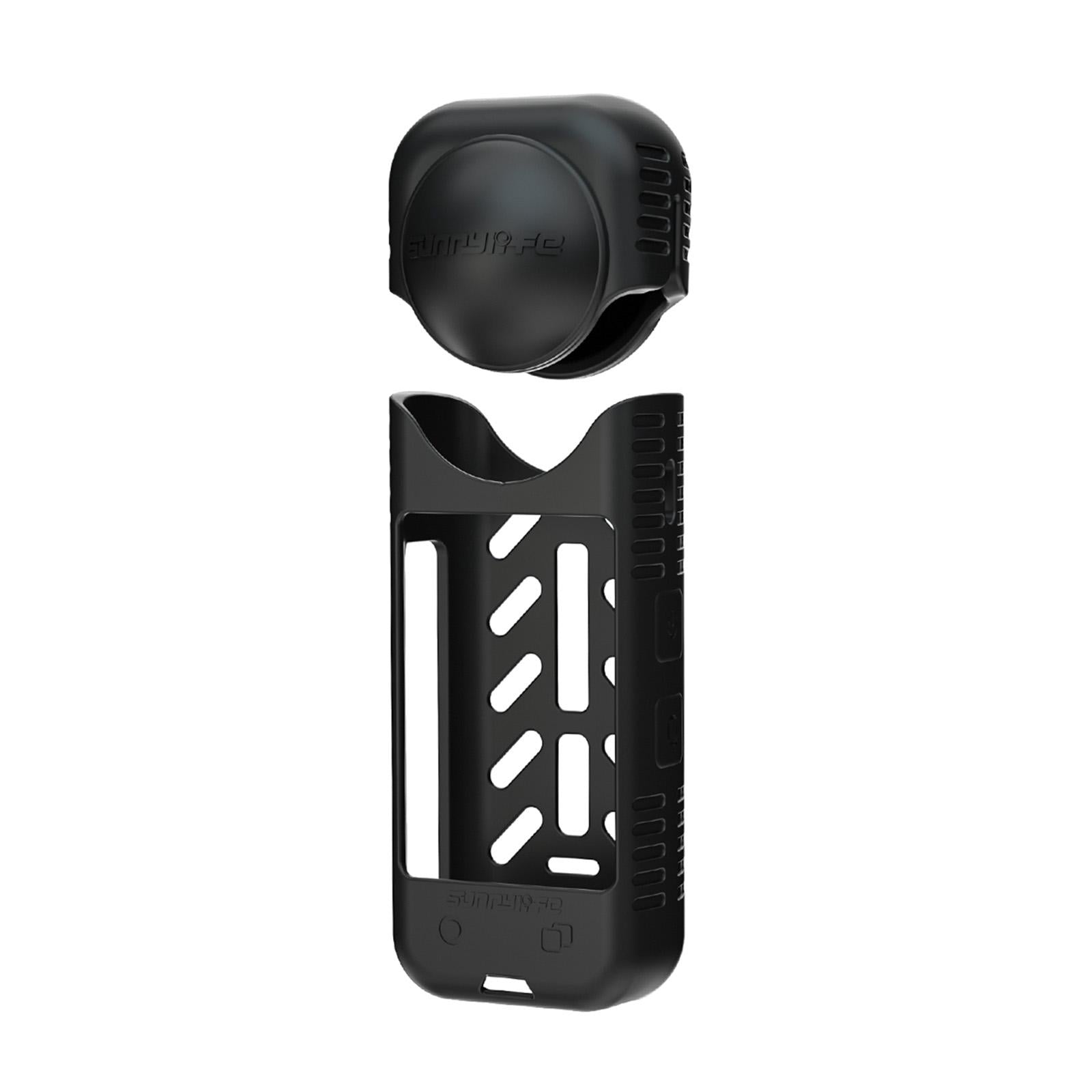 Silicone Shockproof Case and Lens Cover for Insta360 X4 by Sunnylife - Black - Lens Cover