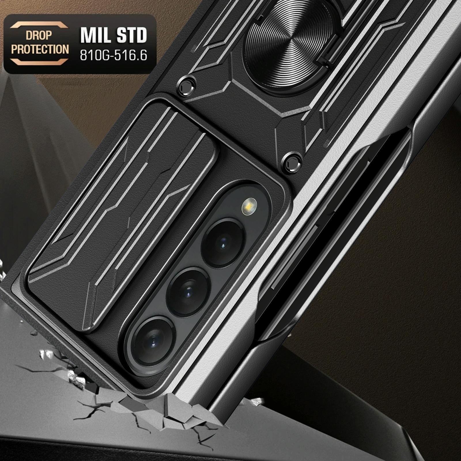 For Samsung Galaxy z Fold4 5G Protective Sliding Camshield Phone Case - Black