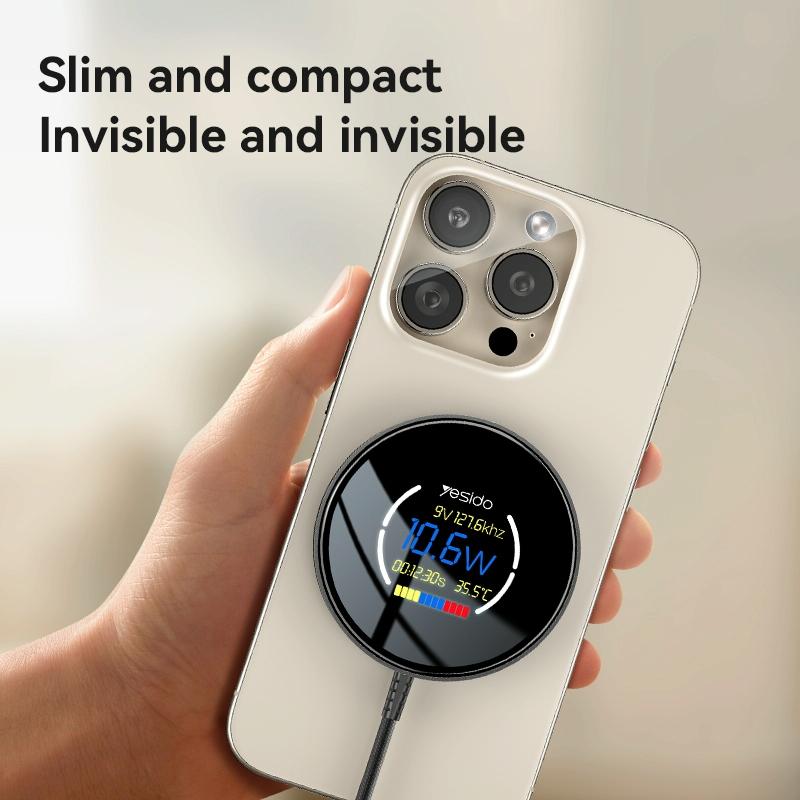 15W Magnetic Wireless Charger With Digital Display 1.2M