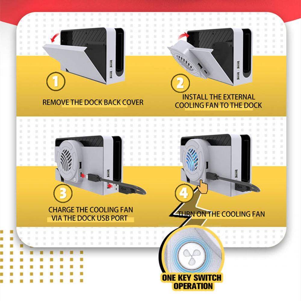 Oled Cooling Fan with Storage Base for Switch