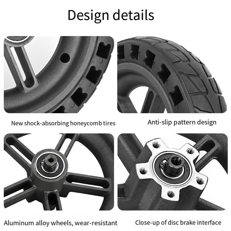 Shock-absorbing Honeycomb Tire for Xiaomi M365 Electric Scooter with 8.5 Rear Wheel - Black Hub