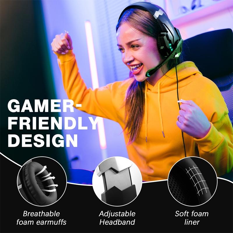 Pro Gaming Headset With Mic 2.1M Cable - Black
