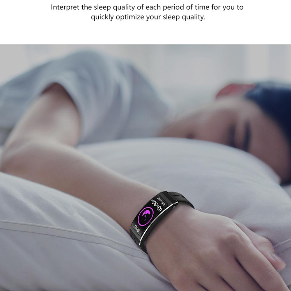 Smart Bracelet With Sleep And Oxygen Monitoring - Tft Display - Black