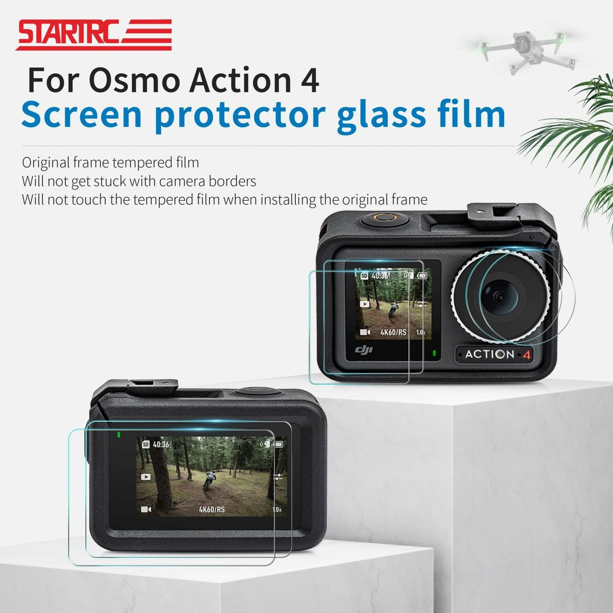 Tempe Glass Lens Protector for Dji Action - 3-in-1 Set