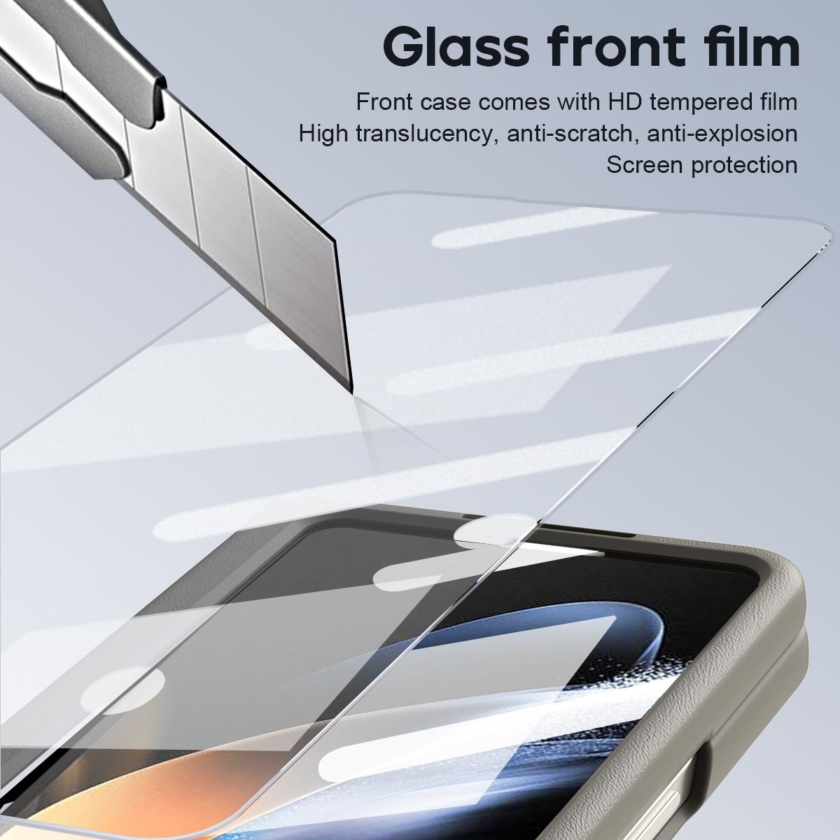 For Samsung Galaxy Z Fold4 5G Phone Case With Pen Slots - Full Coverage - Light Brown