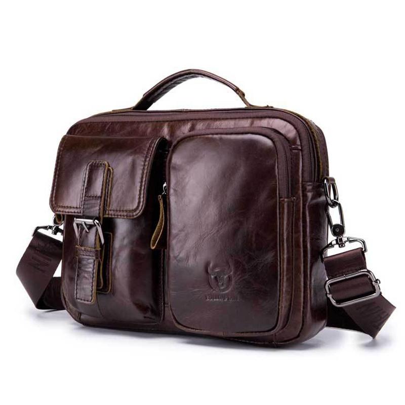 Retro Leather Men Shoulder Bag - Black