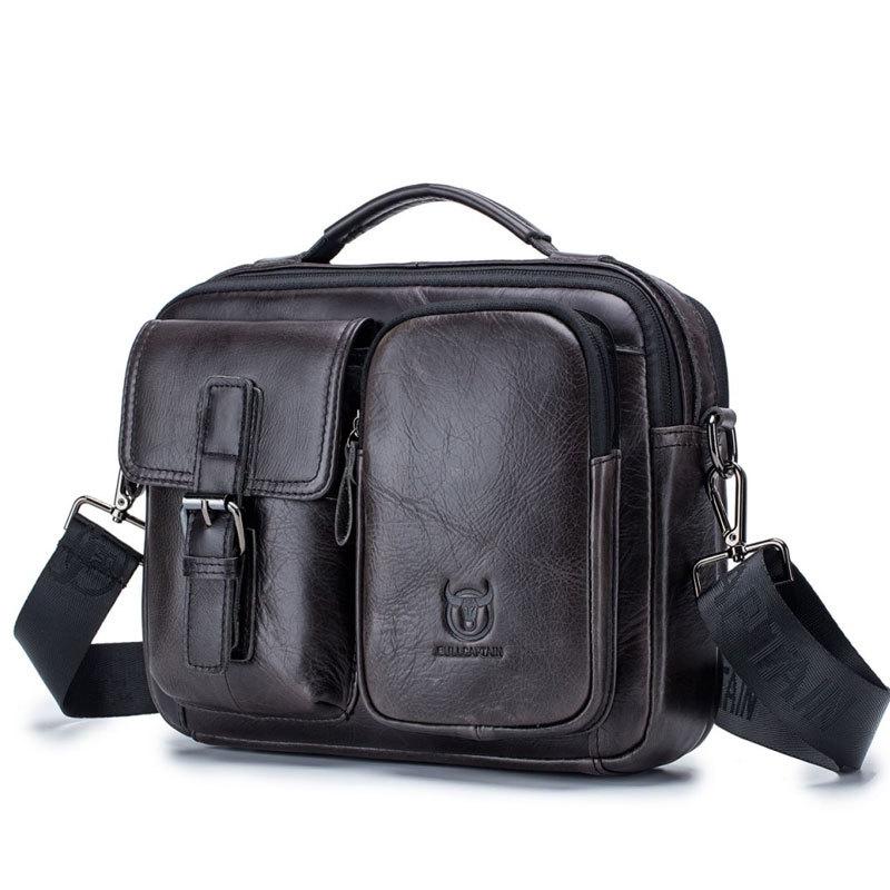 Retro Leather Men Shoulder Bag - Black
