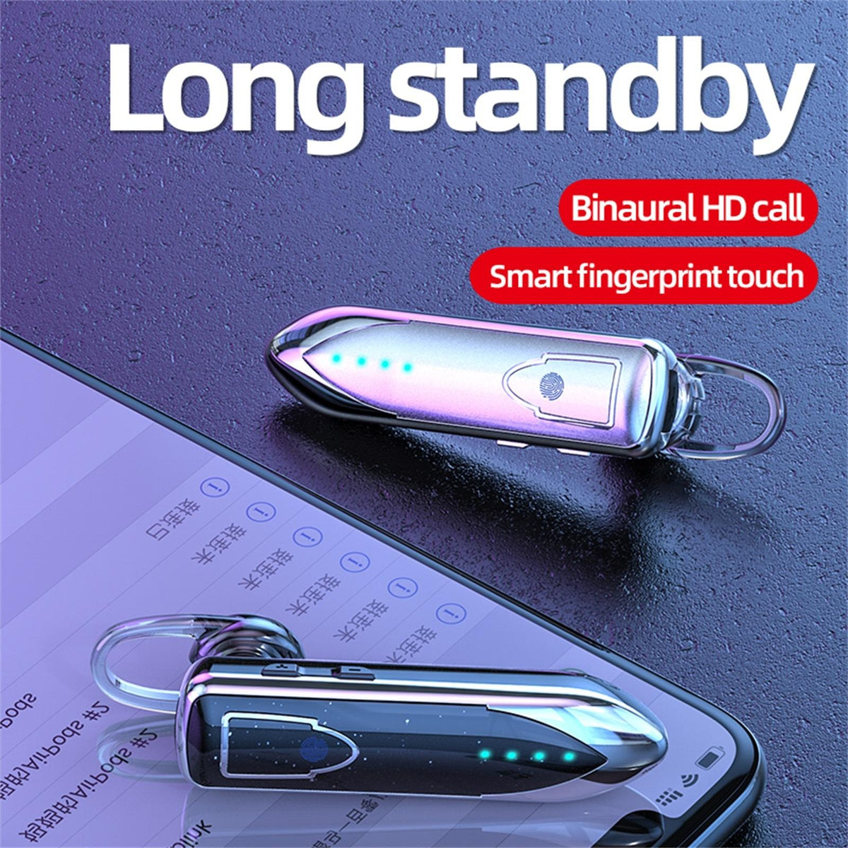 Business Style Bluetooth 5.0 Earphone with Touch Switch - Black