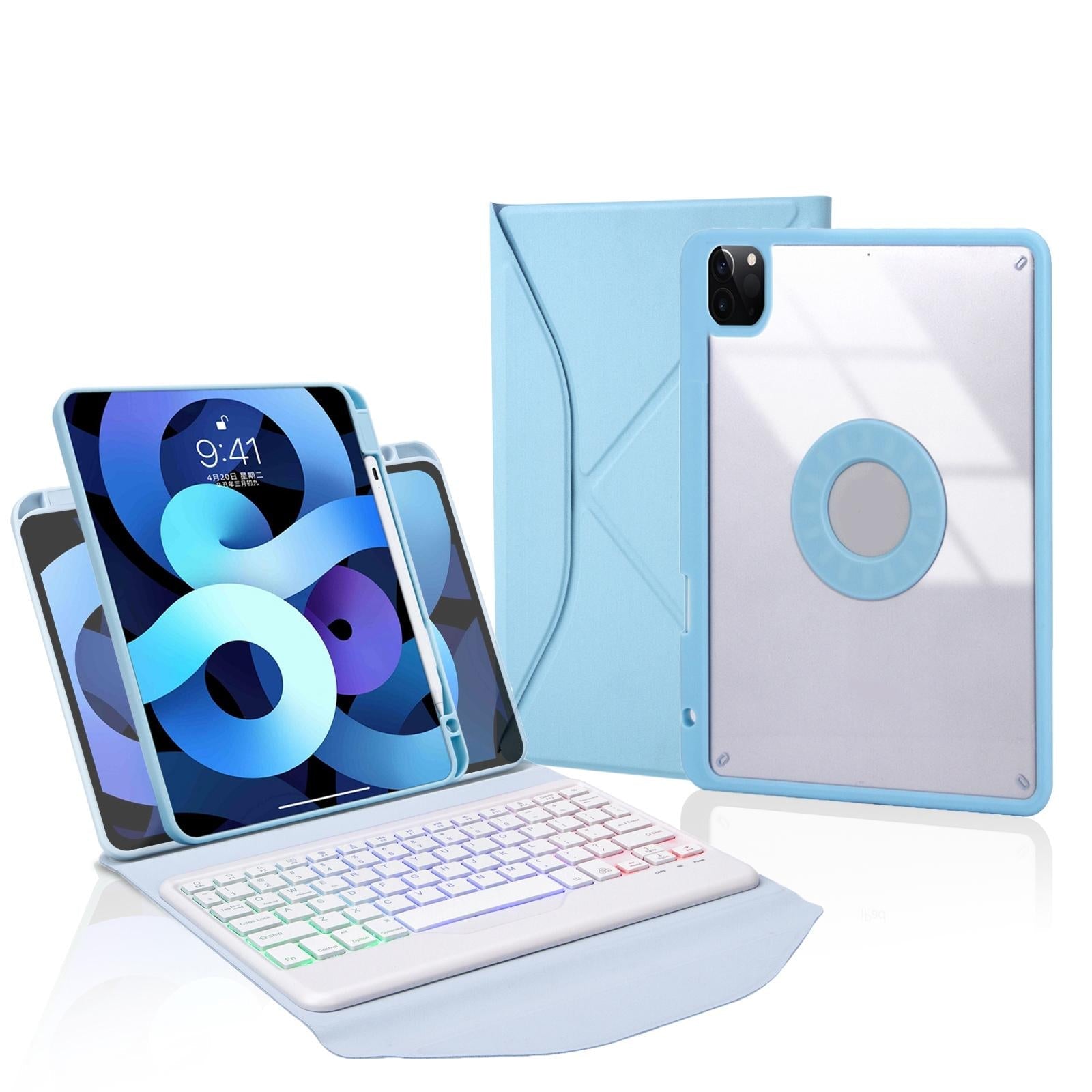 Bluetooth Keyboard Leather Case For Ipad Pro 11 - Backlit With Pen Slot - Black