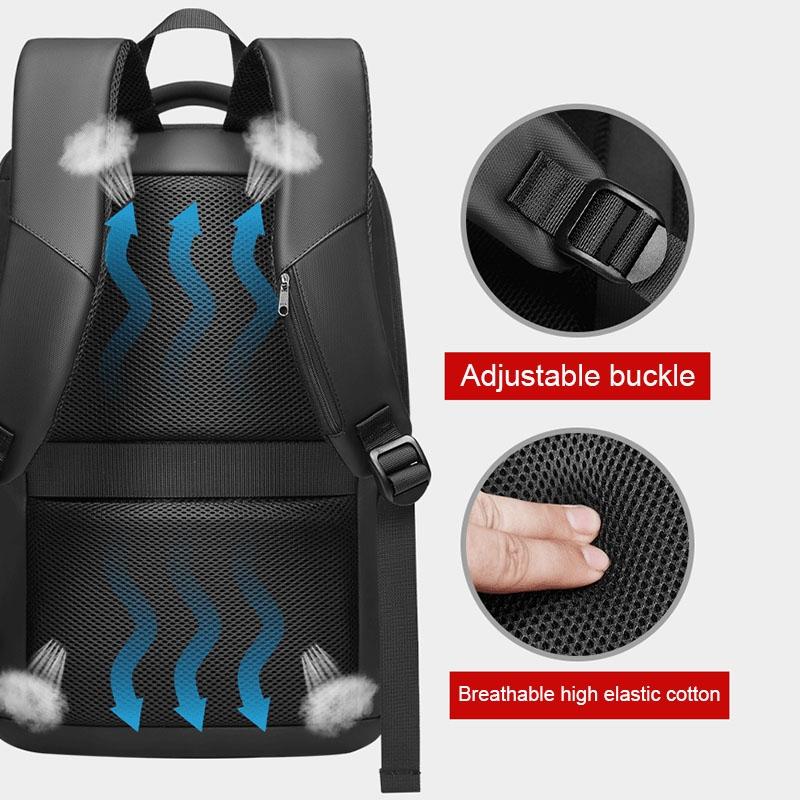 Expandable Usb Laptop Backpack for Business Travel - Black