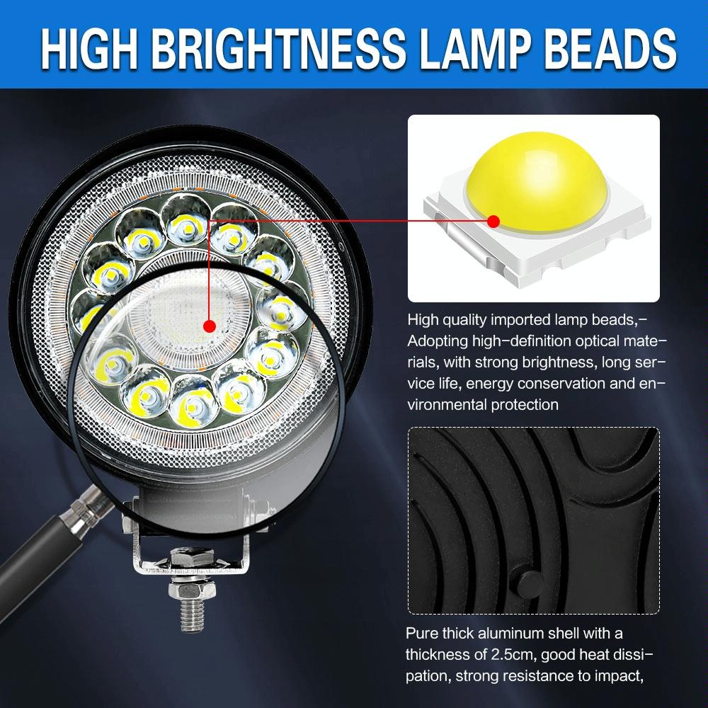 1 Pair 4 Inch Round Double Circle Angel Eye Work Light Black