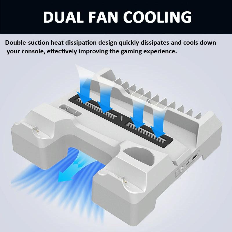 Ps5 Dual-seat Charging & Cooling Base Rack with Storage - Compact Design - White