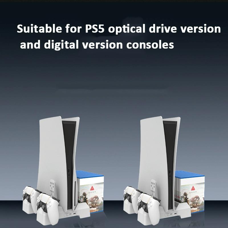Ps5 Dual-seat Charging & Cooling Base Rack with Storage - Compact Design - White