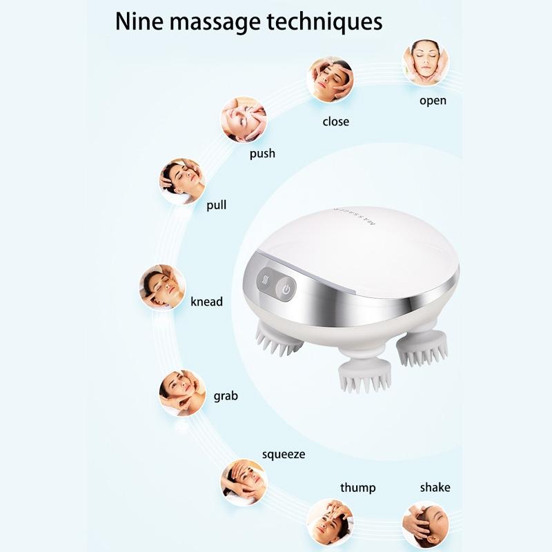 Electric Head Massager With Hot Compress & Vibration Waterproof English Version