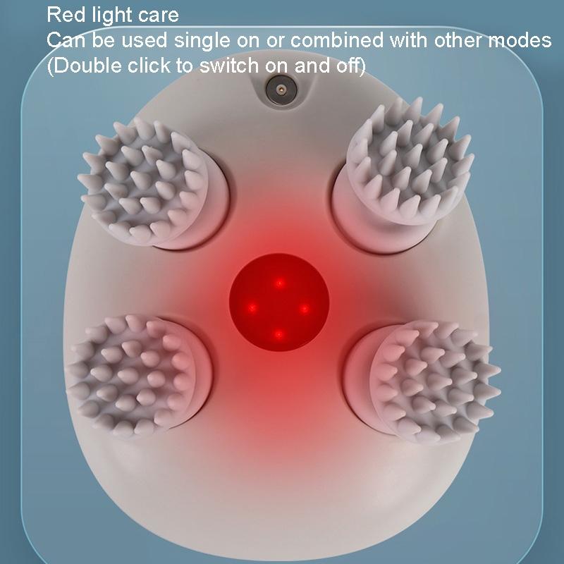 Electric Head Massager With Hot Compress & Vibration Waterproof English Version