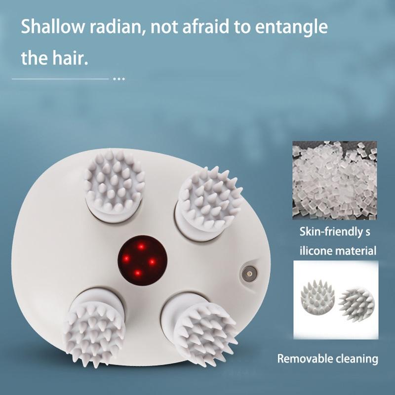 Electric Head Massager With Hot Compress & Vibration Waterproof English Version