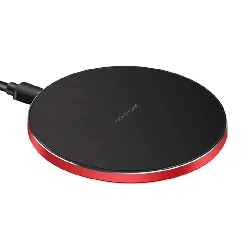 15W Round Wireless Charger Fast Charge - Black + Black Surface