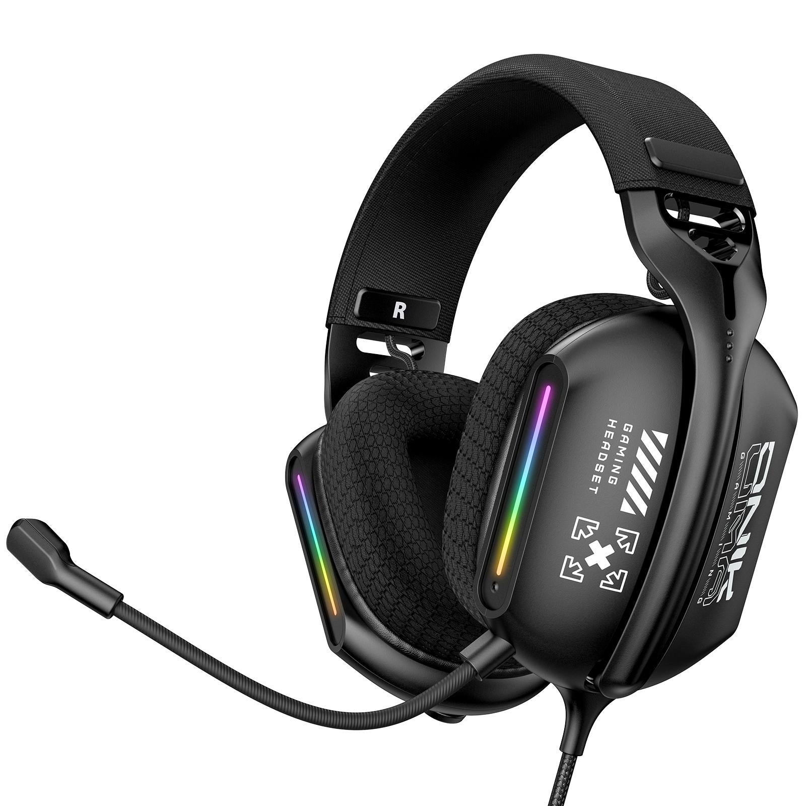 Rgb Gaming Headset With Mic 2.2M Cable Black