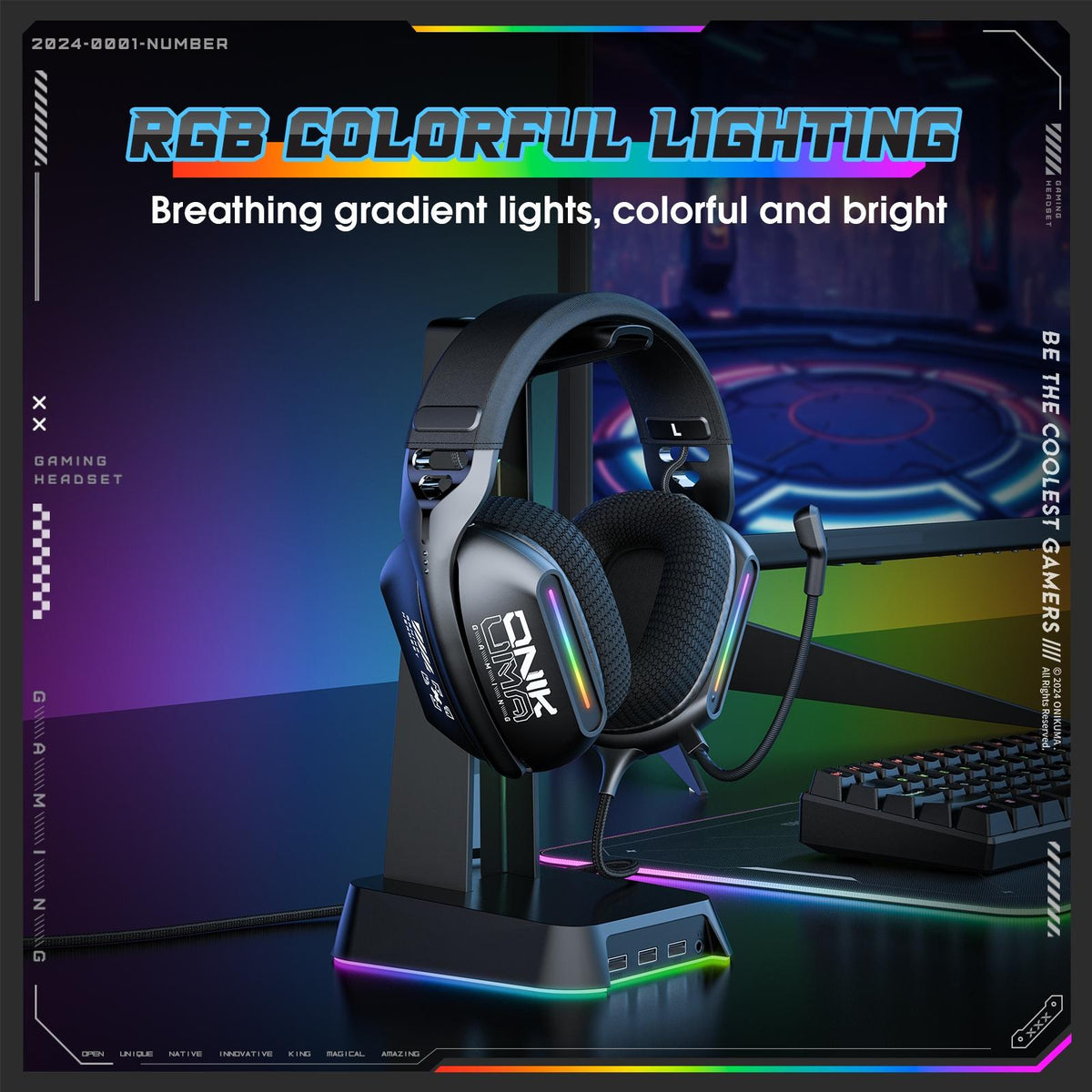 Rgb Gaming Headset With Mic 2.2M Cable Black