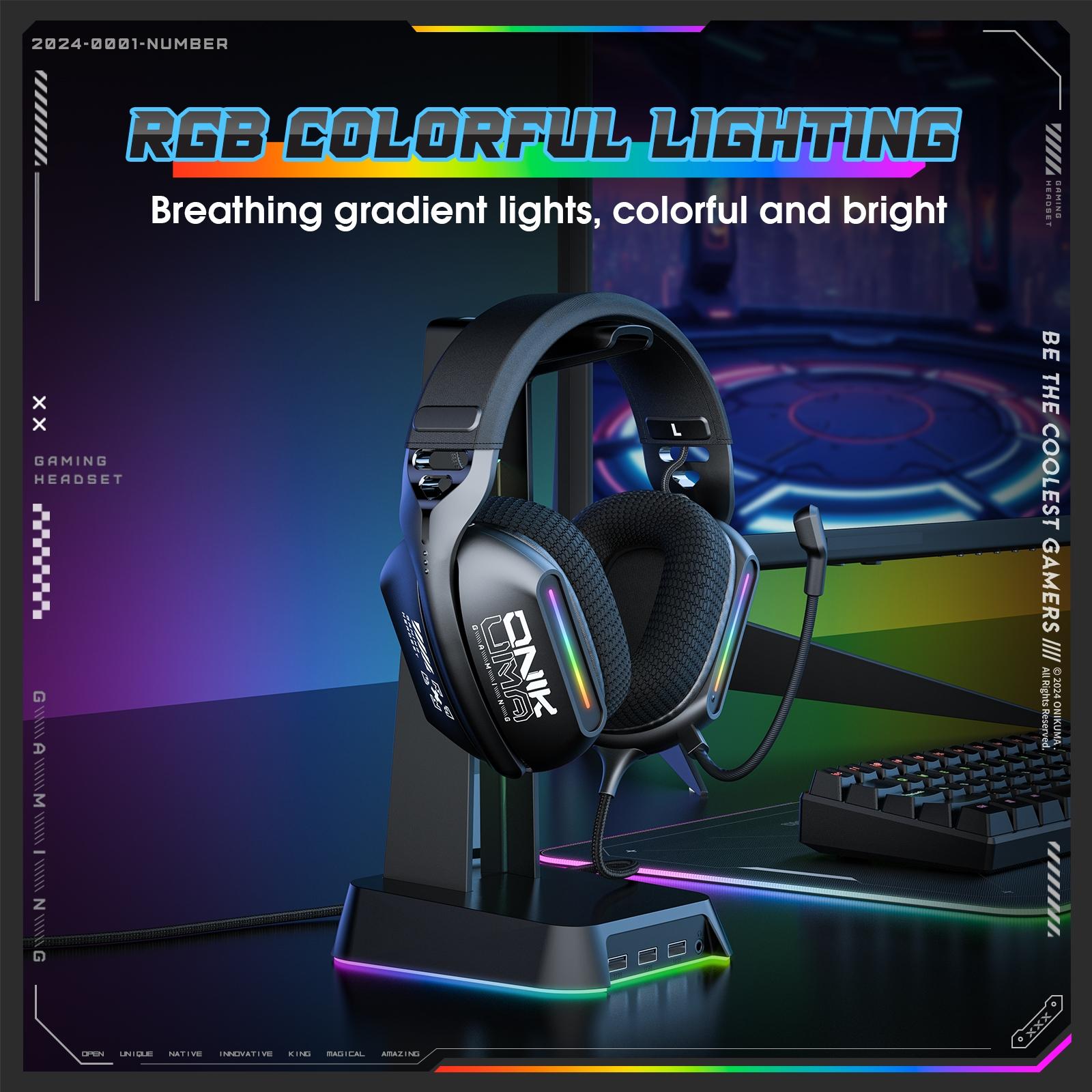 Rgb Gaming Headset With Mic 2.2M Cable Black