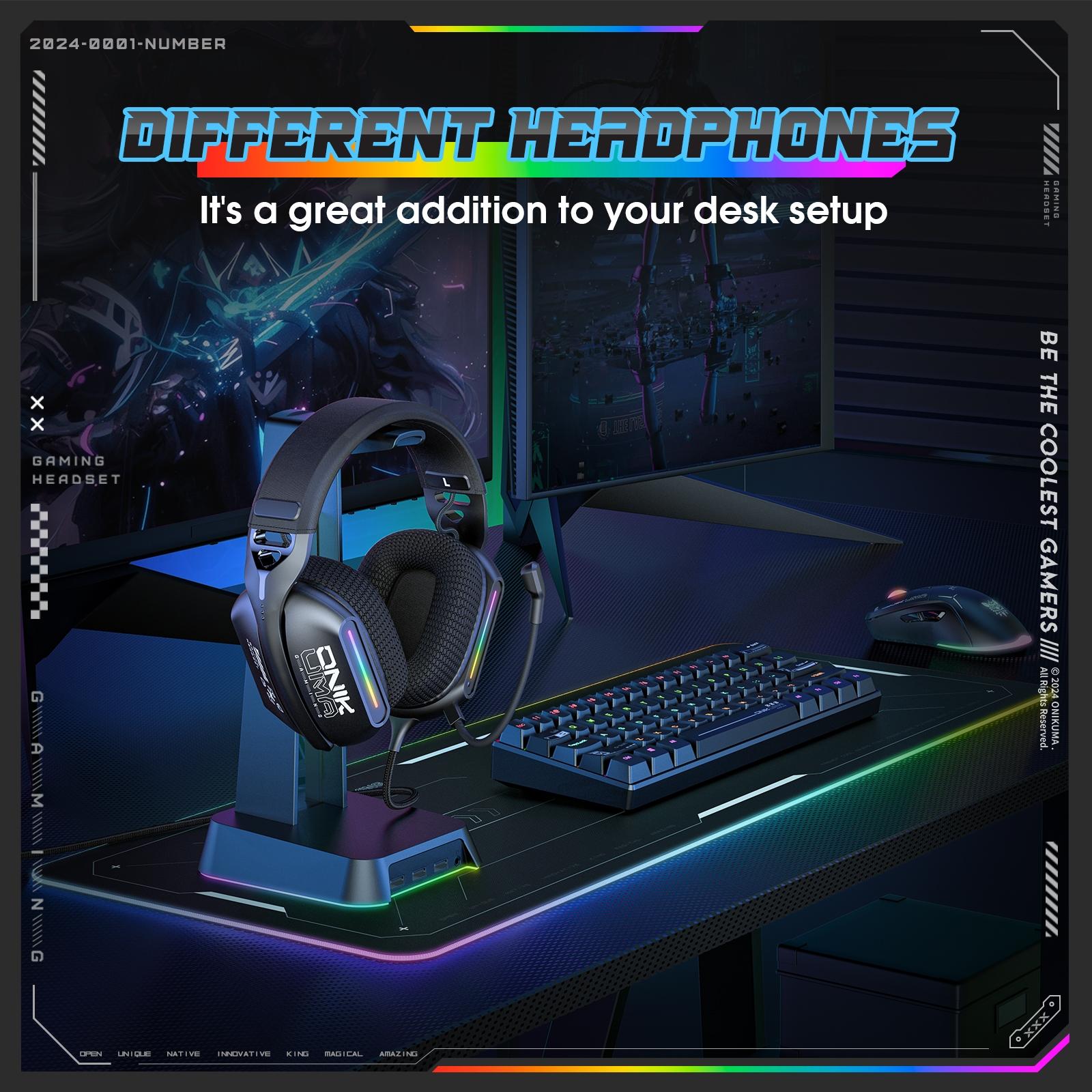 Rgb Gaming Headset With Mic 2.2M Cable Black