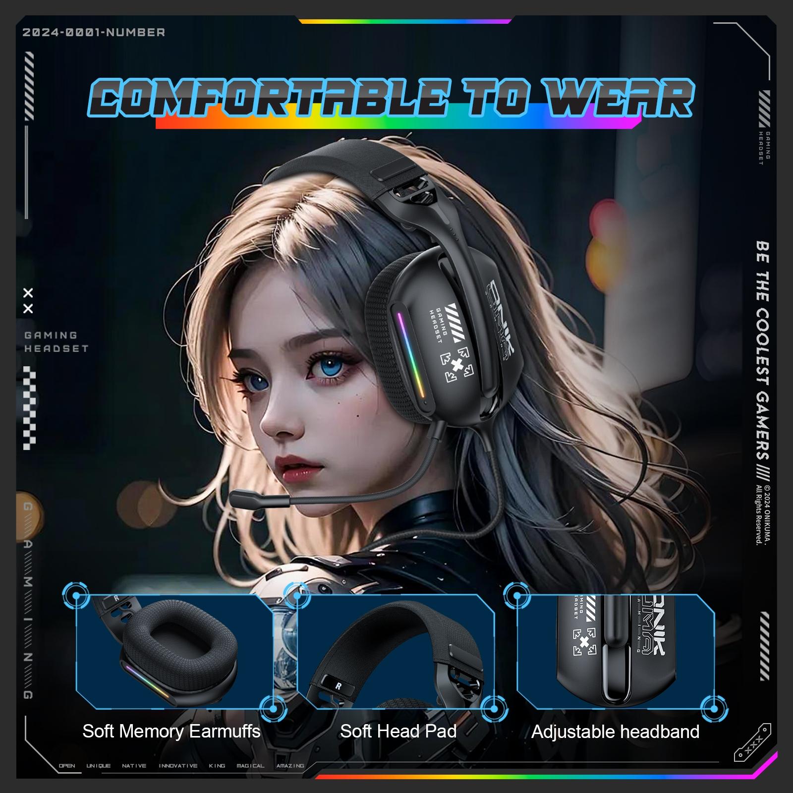 Rgb Gaming Headset With Mic 2.2M Cable Black