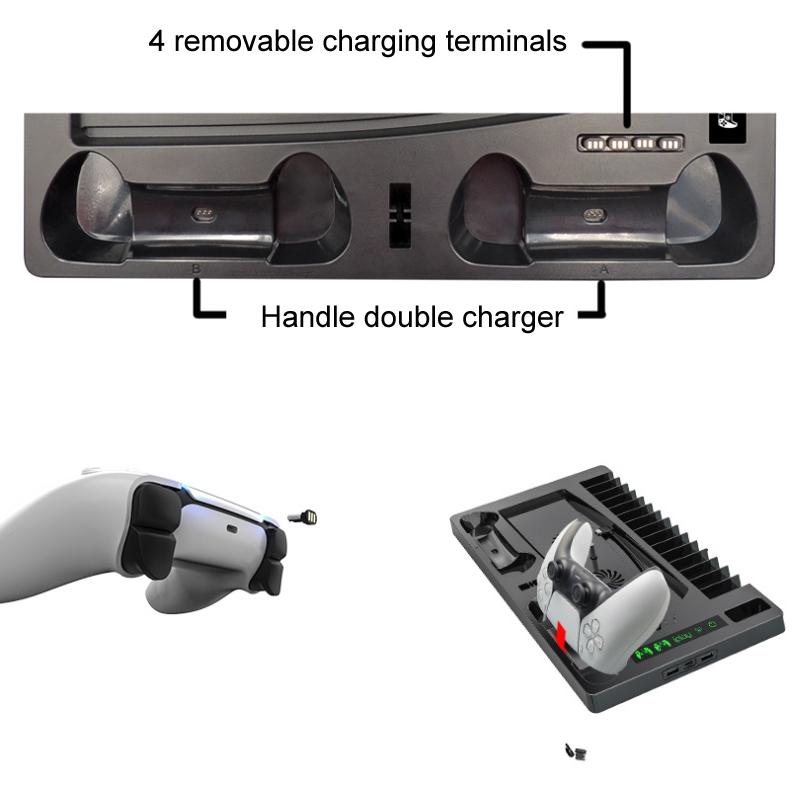 Ps5 Cooling Fan Base with Charging Stand and Disc Holder - Black