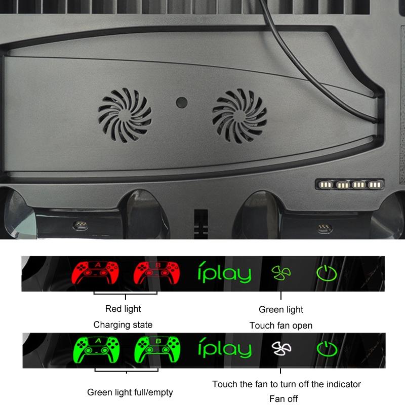 Ps5 Cooling Fan Base with Charging Stand and Disc Holder - Black