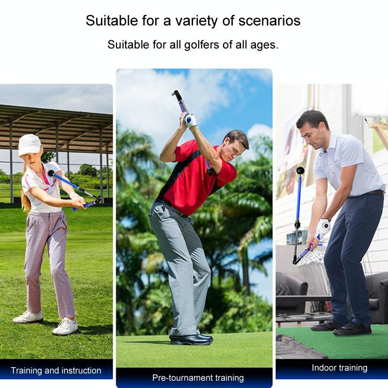 Adjustable Golf Swing Trainer for Beginners - Foldable & Corrective - Black