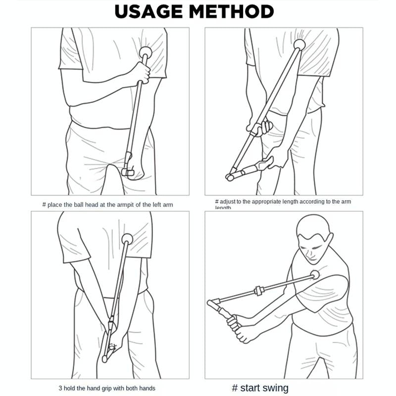 Adjustable Golf Swing Trainer for Beginners - Foldable & Corrective - Black