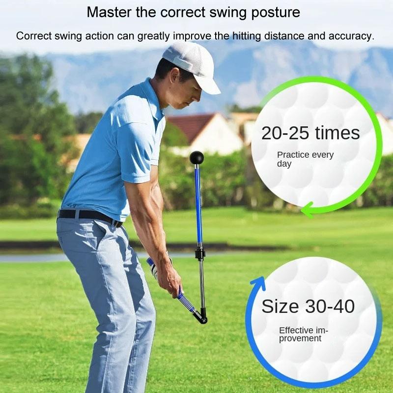 Adjustable Golf Swing Trainer for Beginners - Foldable & Corrective - Black