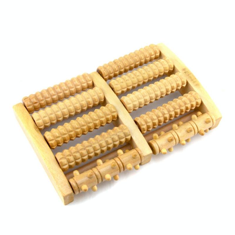 5-Row Foot Massager Wooden Roller 27X19X4.5Cm