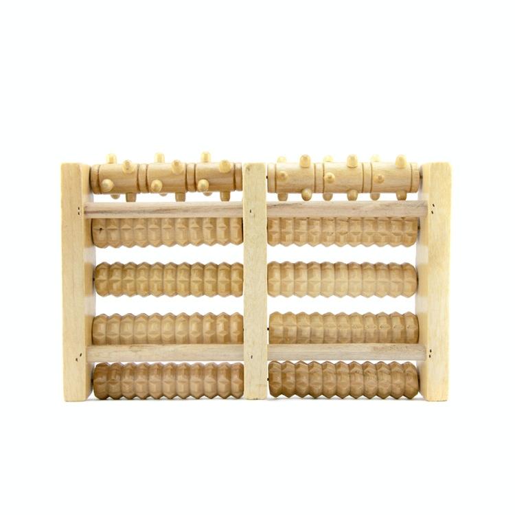5-Row Foot Massager Wooden Roller 27X19X4.5Cm