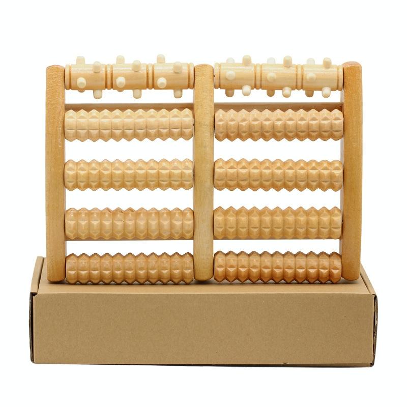 5-Row Foot Massager Wooden Roller 27X19X4.5Cm