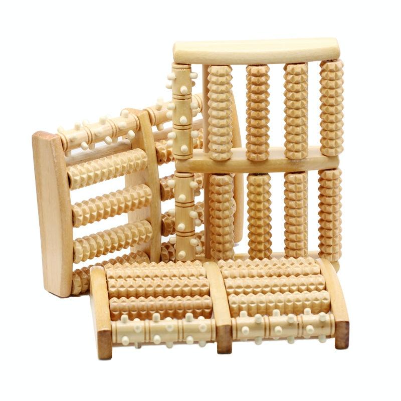 5-Row Foot Massager Wooden Roller 27X19X4.5Cm