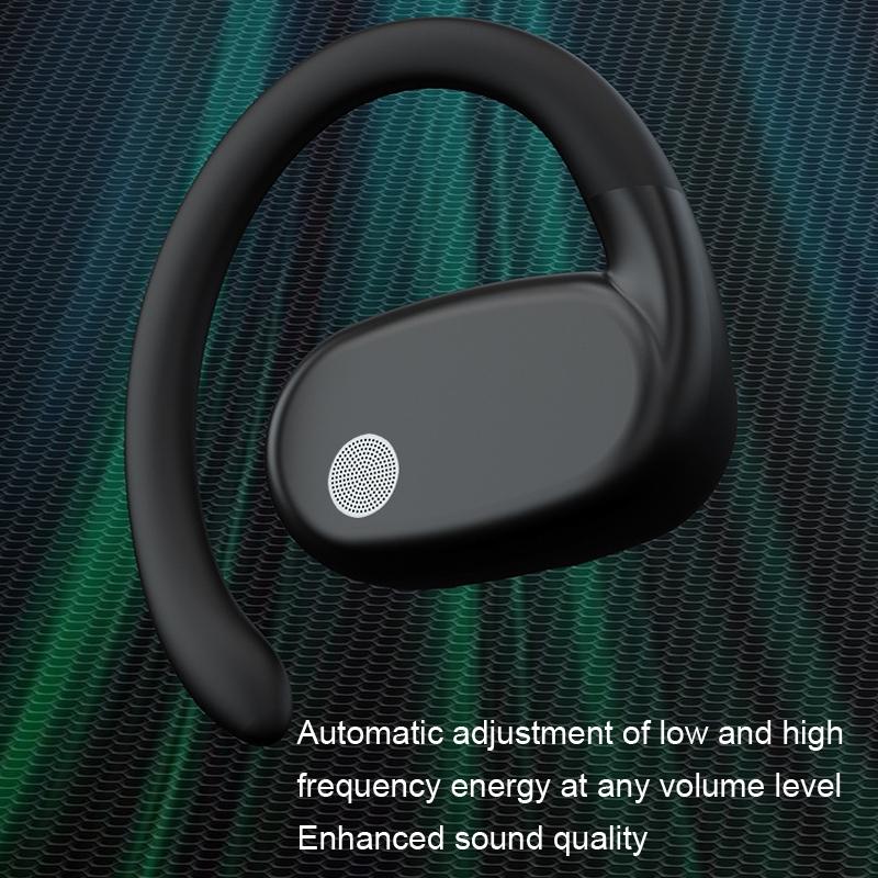 Wireless Single Ear Bluetooth Earphone - Hanging Ear Design - Black