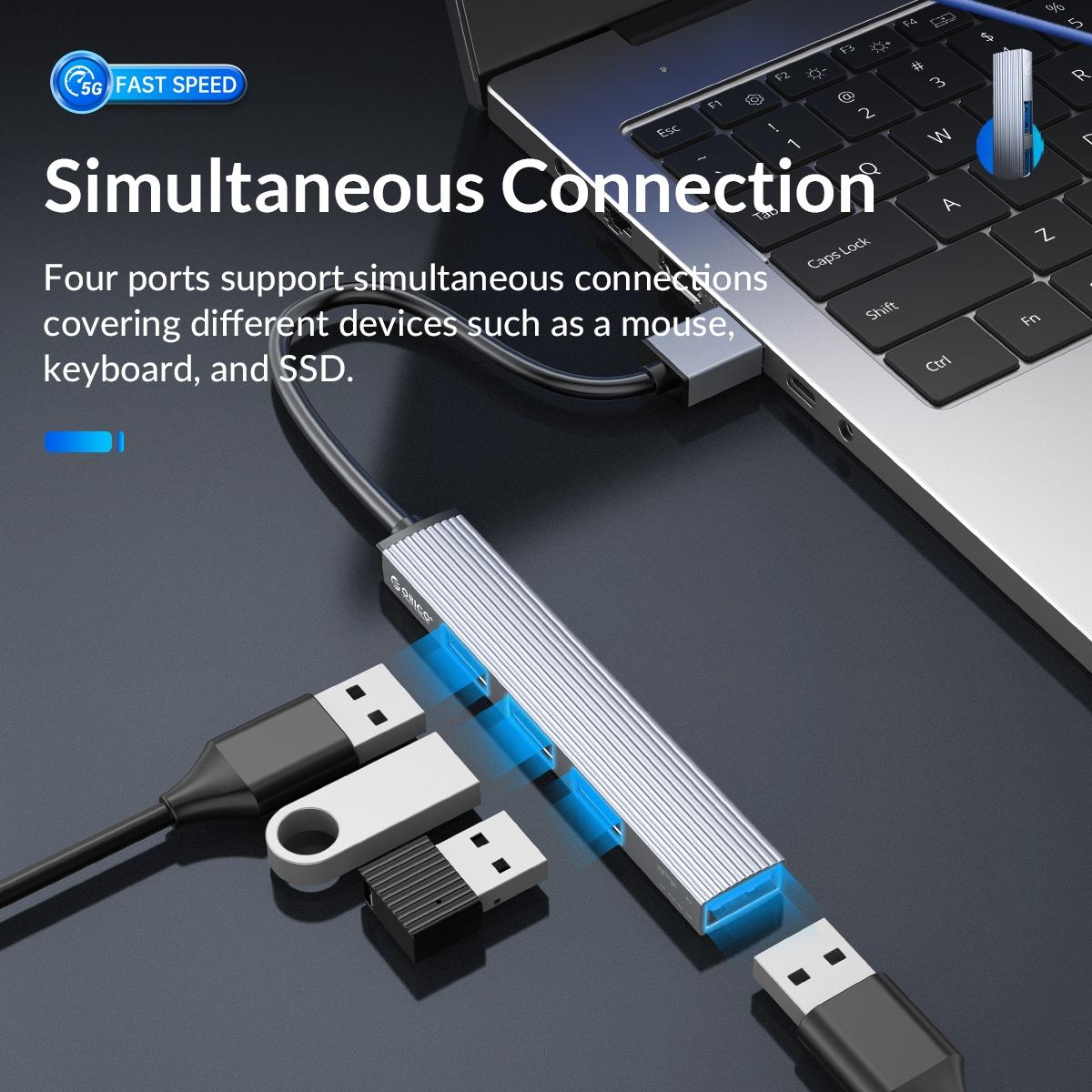 Usb 3.0 + 2.0 Hub Adapter Space Gray