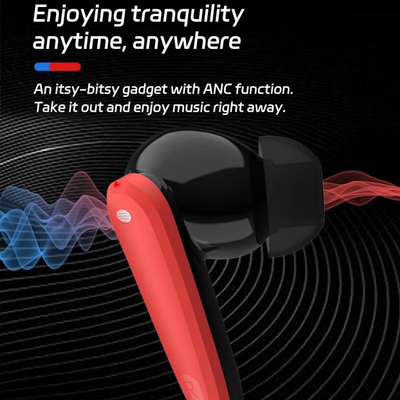 Wireless Noise-cancelling Bluetooth Earbuds - Music Cube - Red Blue