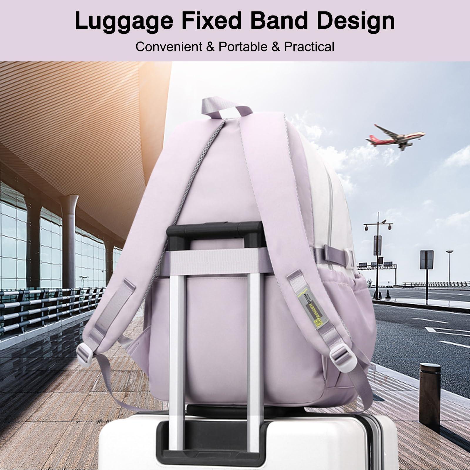Versatile 15.6 Backpack for School & Work - Casual Design - Purple White