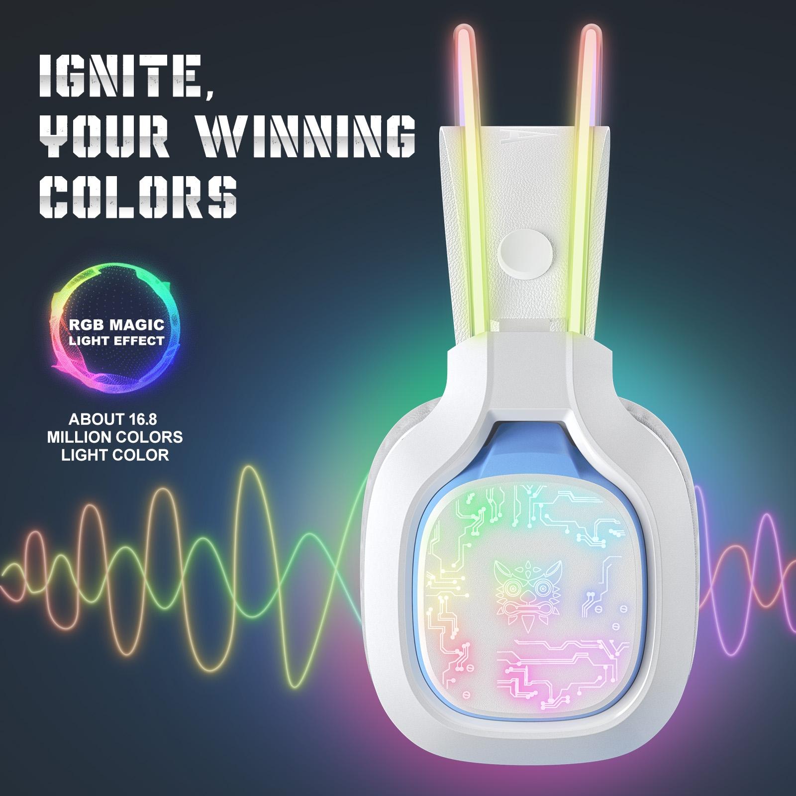 Colourful Light Gaming Headset With Mic 1.8M Cable - Black