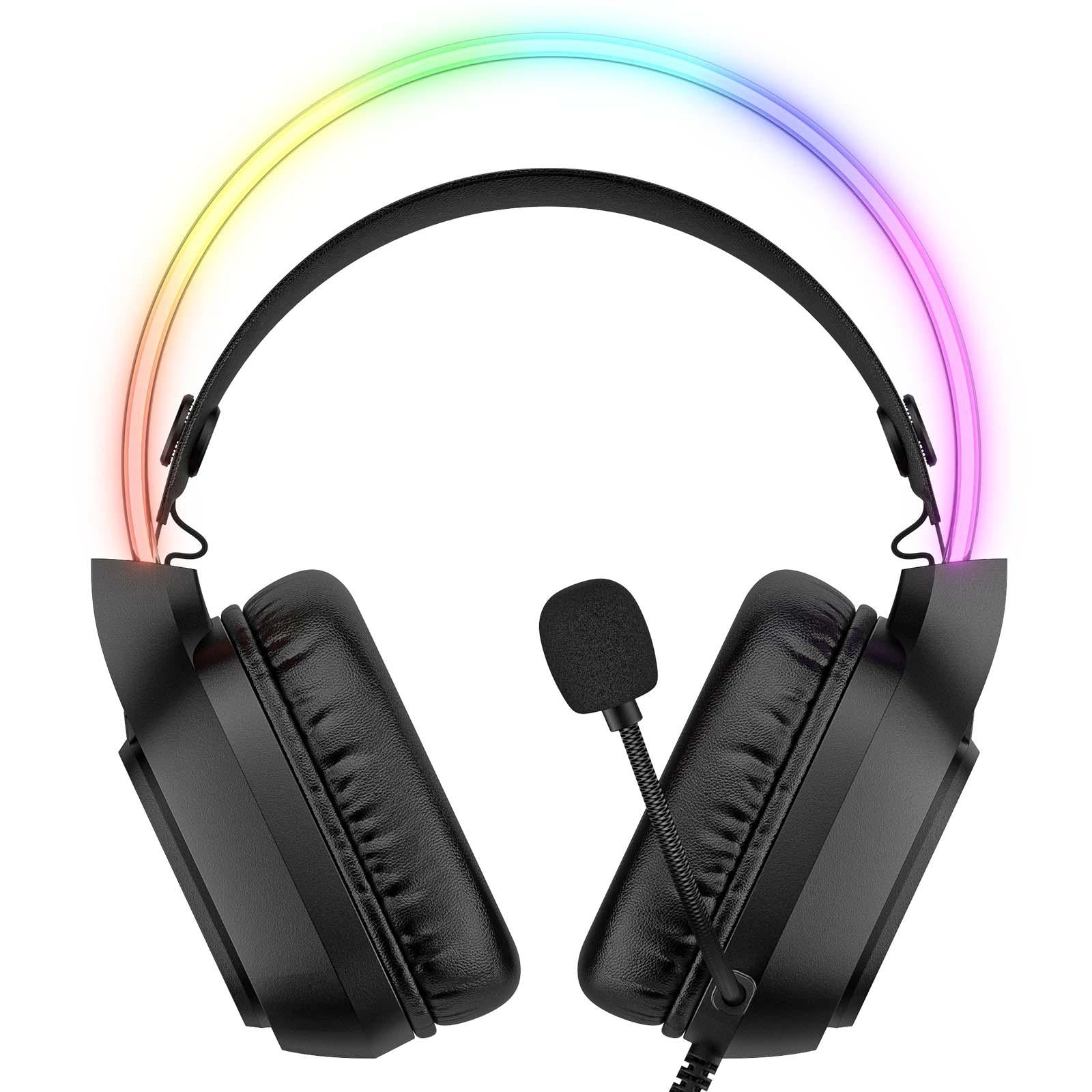 Colourful Light Gaming Headset With Mic 1.8M Cable - Black