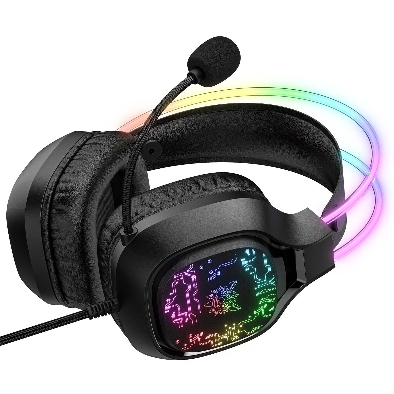 Colourful Light Gaming Headset With Mic 1.8M Cable - Black