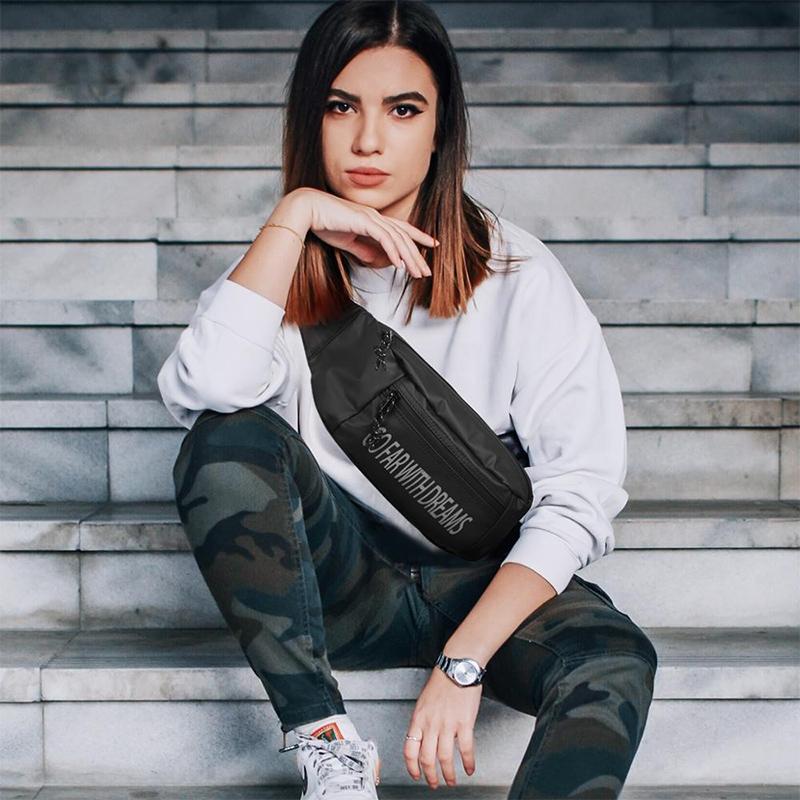 Multi Function Outdoor Waist Crossbody Chest Bag For Mobile Phones - Black