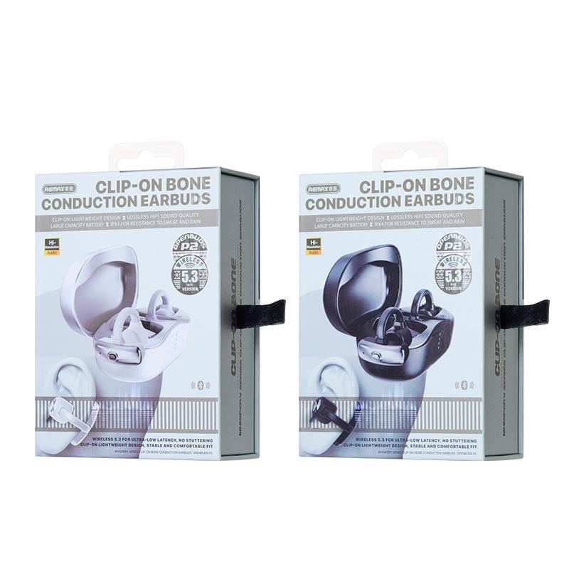 Wireless Bone Conduction Earphones - Openbuds Clip-on for Sports - Black