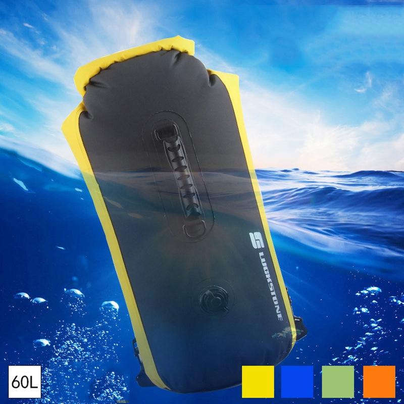 Waterproof Outdoor Rafting Backpack Inflatable Swimming Tote Bag For River Tracing And More - Blue