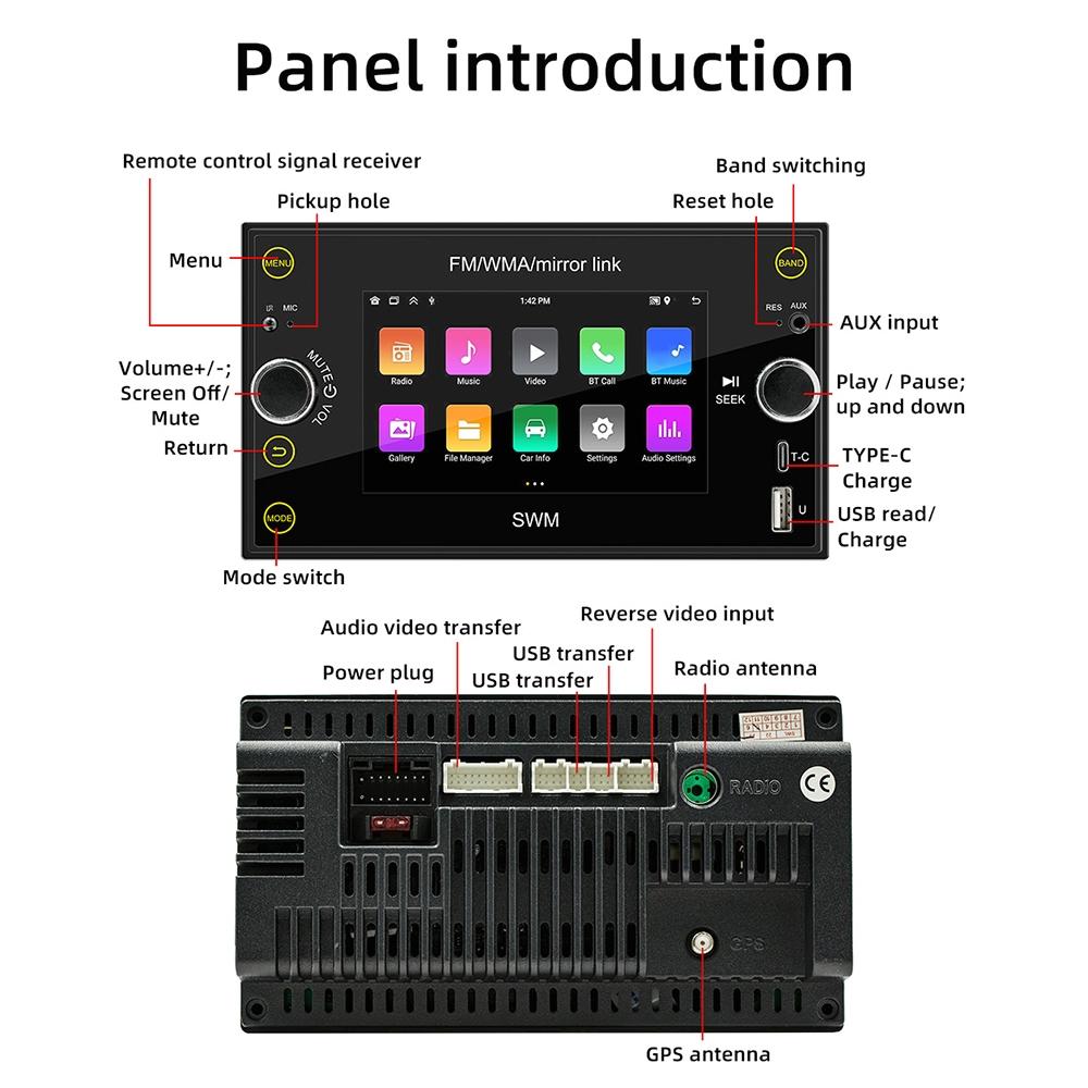 Android 12 Car Gps Navigation Player 1Gb + 32Gb Carplay / Android Auto / Mirrorlink / Wifi