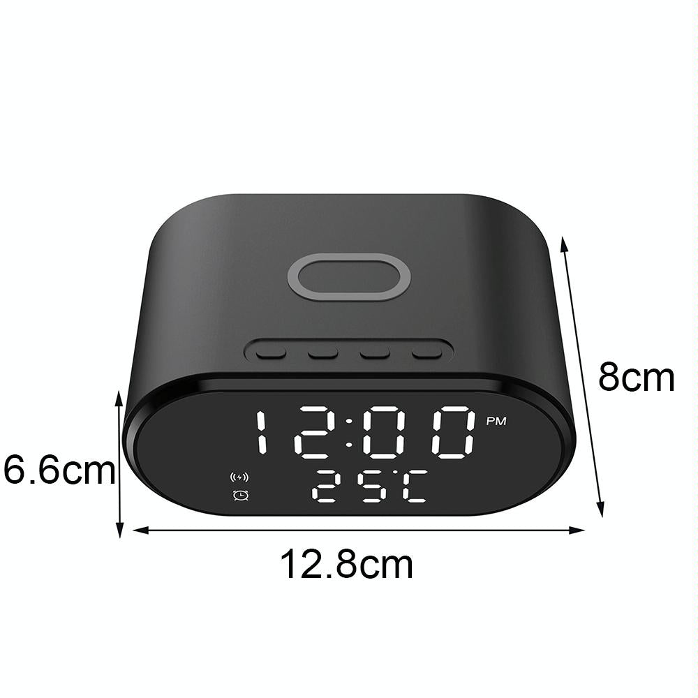 15W Wireless Charger With Mirror & Clock - Black