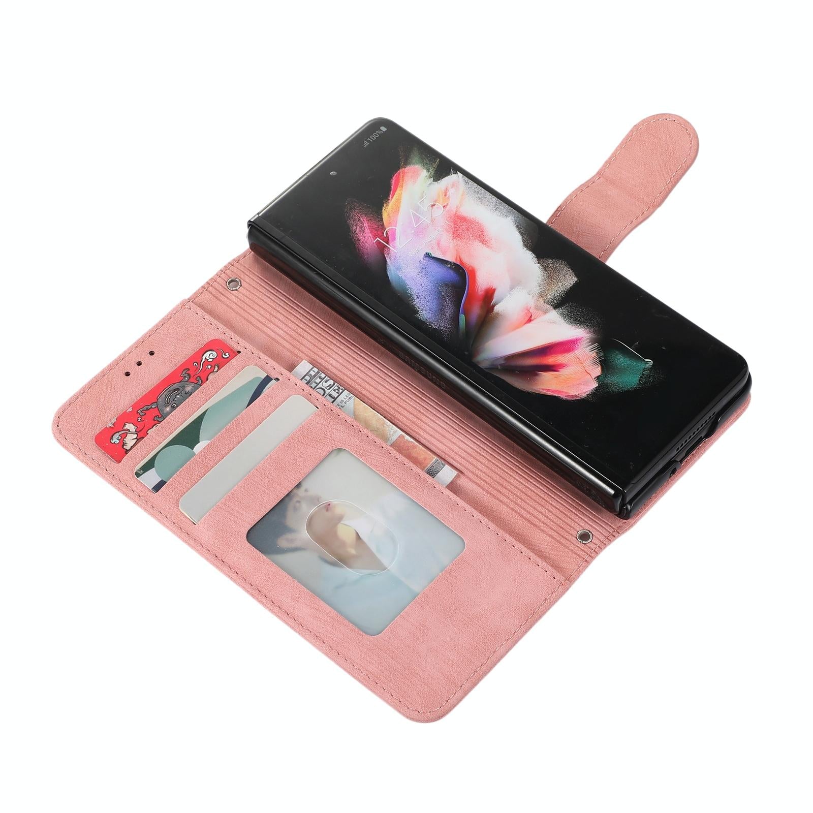 Samsung Galaxy Z Fold 4 Leather Phone Case With Pen Slot - Horizontal Flip