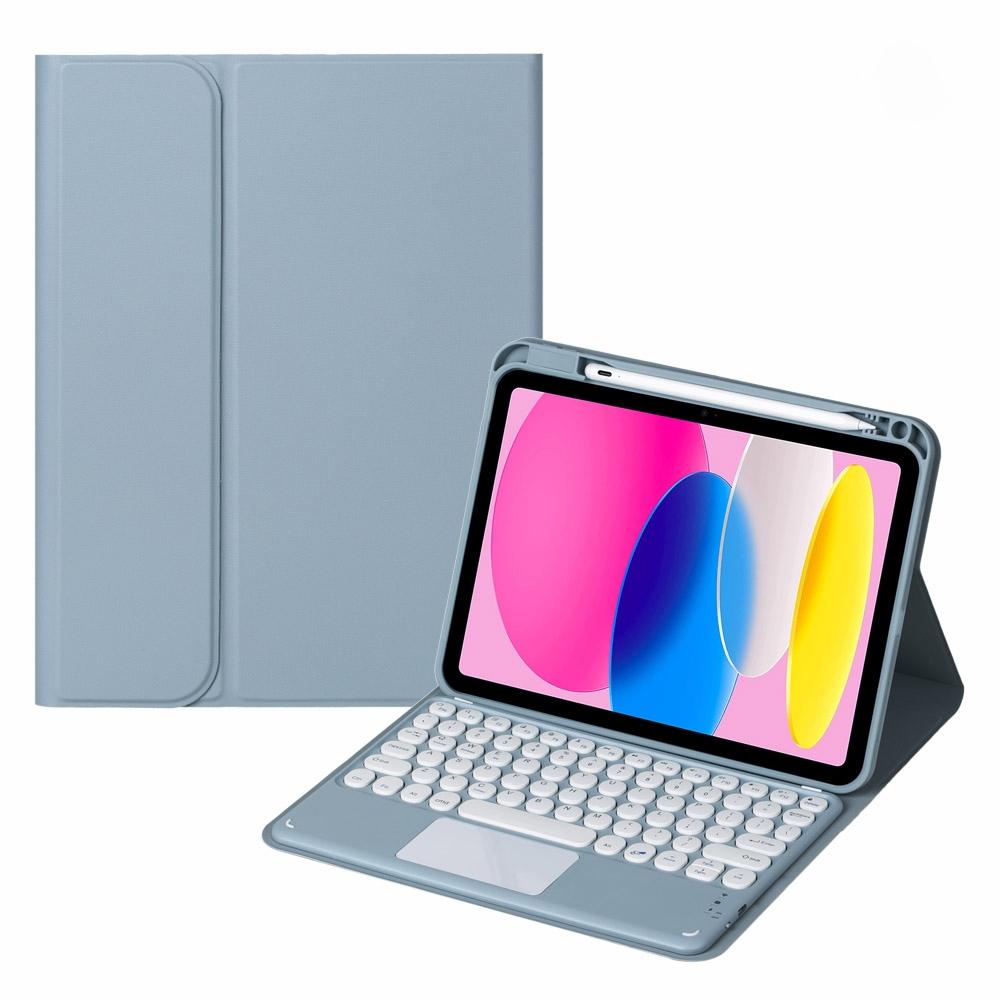 2022 Ipad 10.9 Touch Keyboard Leather Case With Pen Slot - Light Green